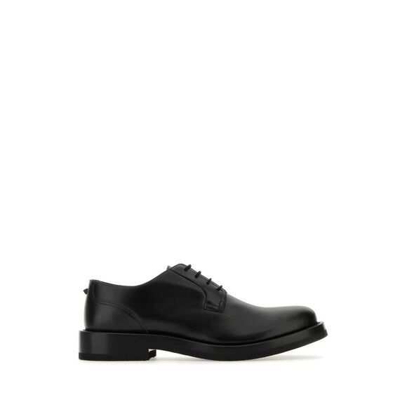 Valentino Garavani Men Black Leather Lace-Up Shoes